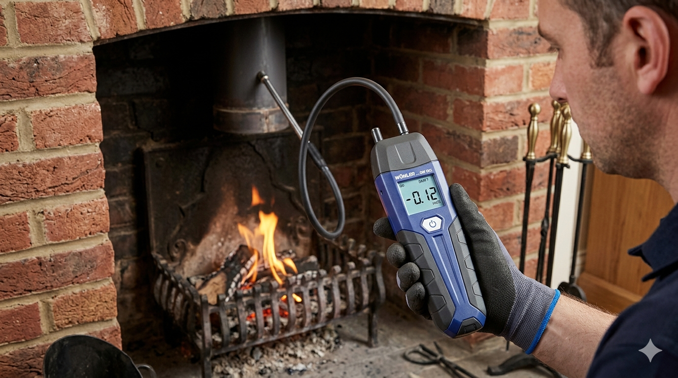 draft testing manometer - chimney venting validation